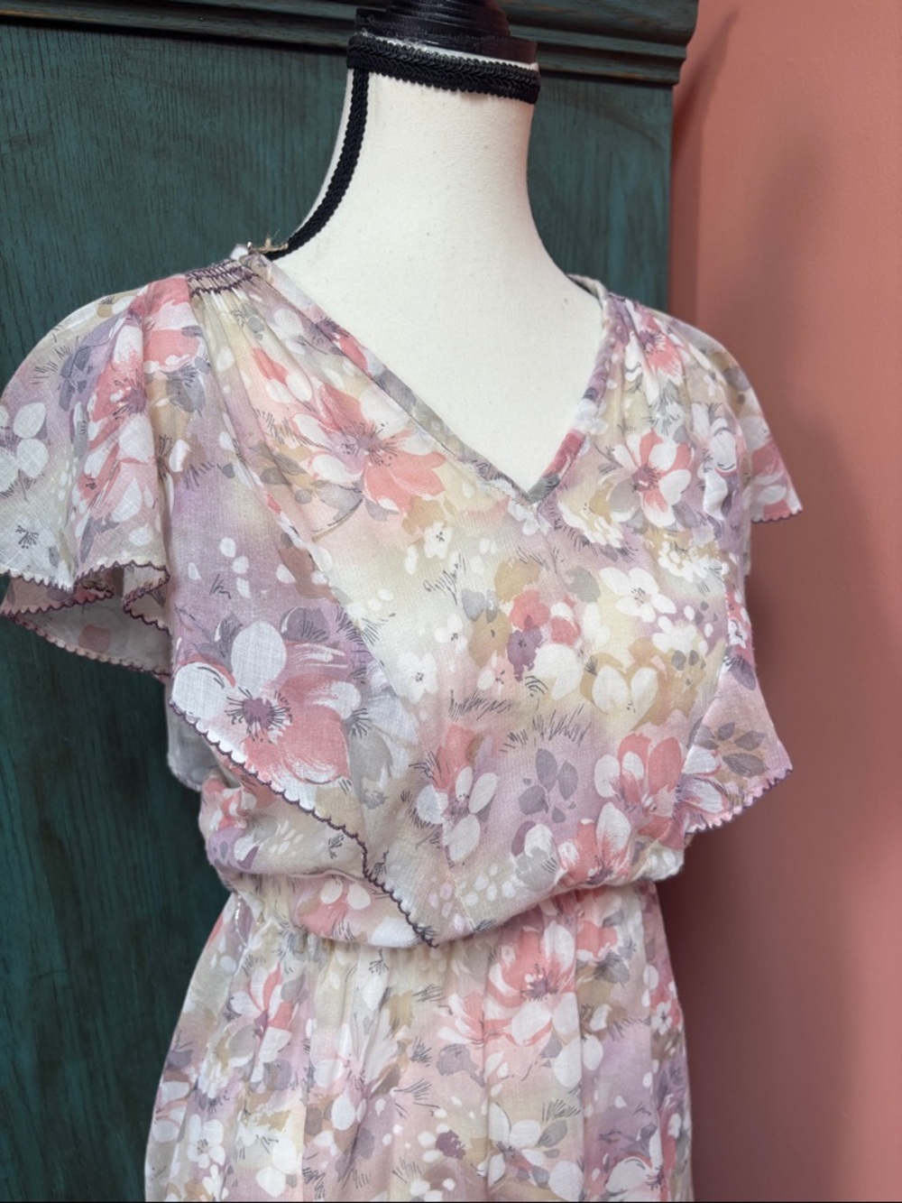 Vintage Sheer Floral Dress | Prairie Style Sz Sm-Med - Picture 3 of 11